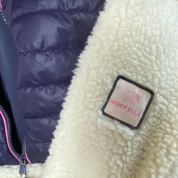 Ivory Ella Sherpa Puffer Mixed Media Women's Hooded Jacket Small NWT - Picture 7 of 11